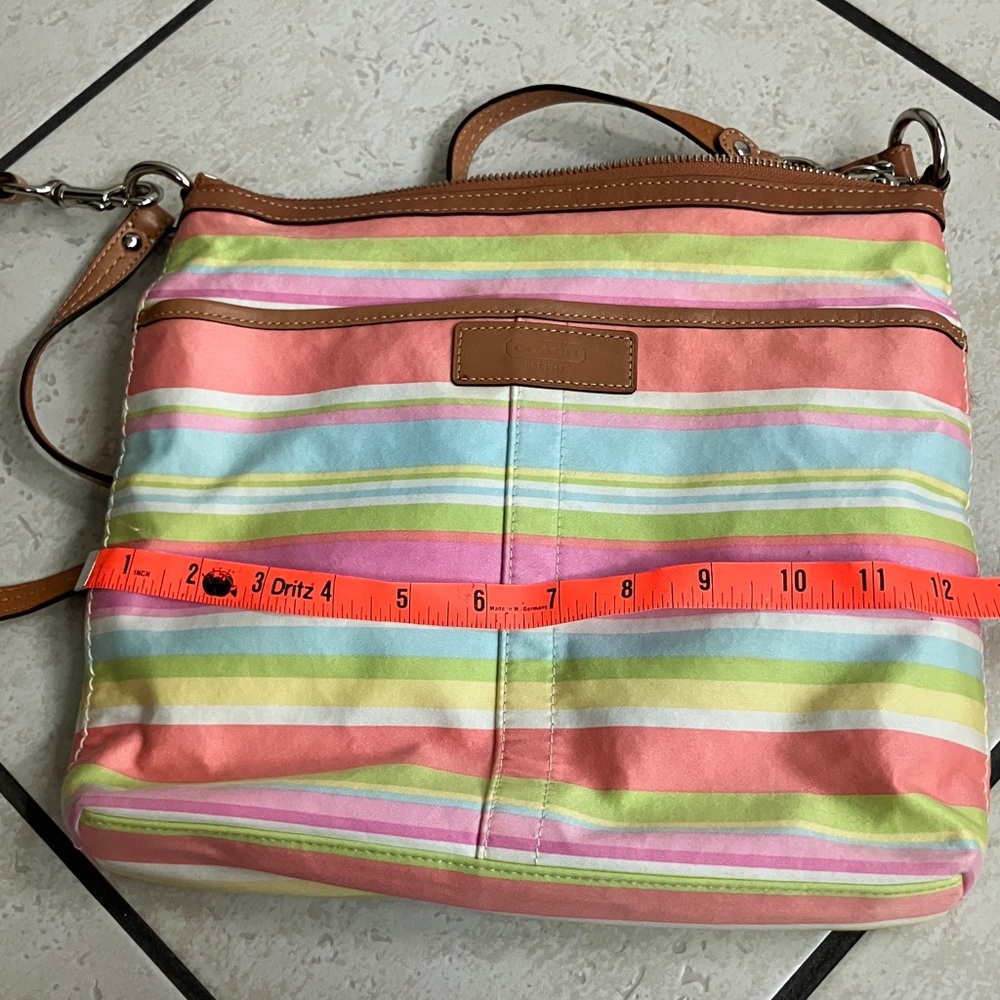 COACH-Signature Collection Striped Pastel Crossbody Bag - Picture 10 of 12
